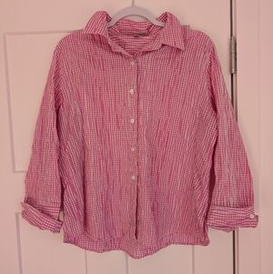 Foxcroft Pink Gingham Button-Up Shirt Size 18